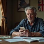 Man answering UK debt collection agency call