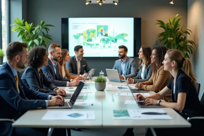 business team using enterprise technology to support sustainable long term growth